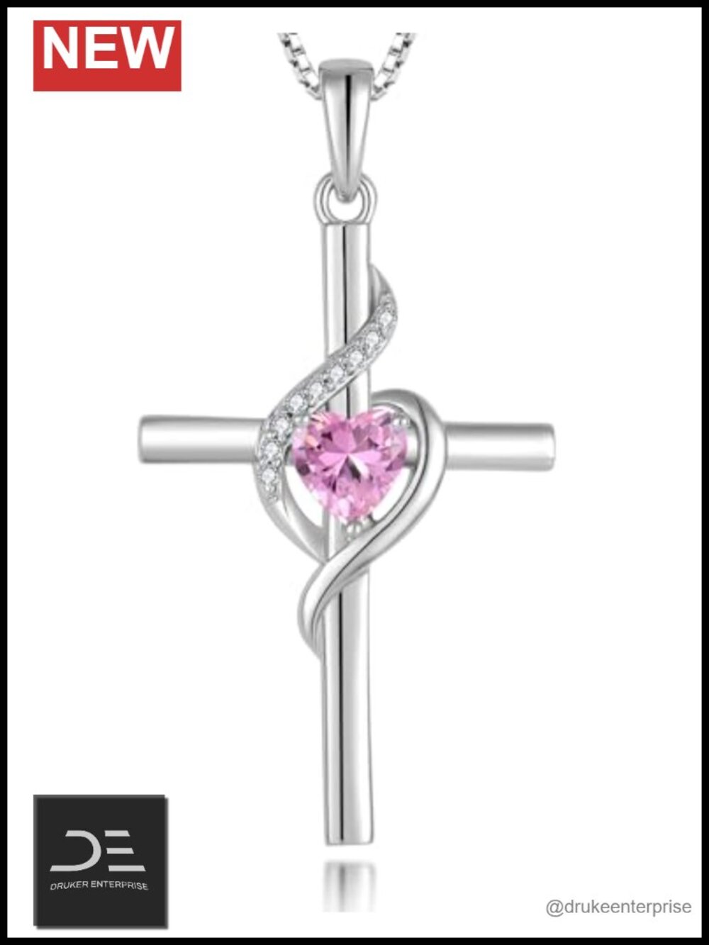 925 Sterling Silver Infinity Cross Heart Necklace Pendant Women Jewelry